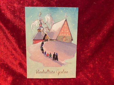 MARTTA WENDELIN -joulukortti - kirkkotie